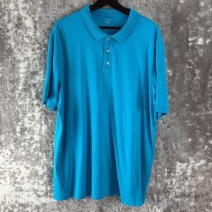 Lands End Size XL 46-48 Pima Cotton Casual Polo Shirt Blue Short Sleeve Collar